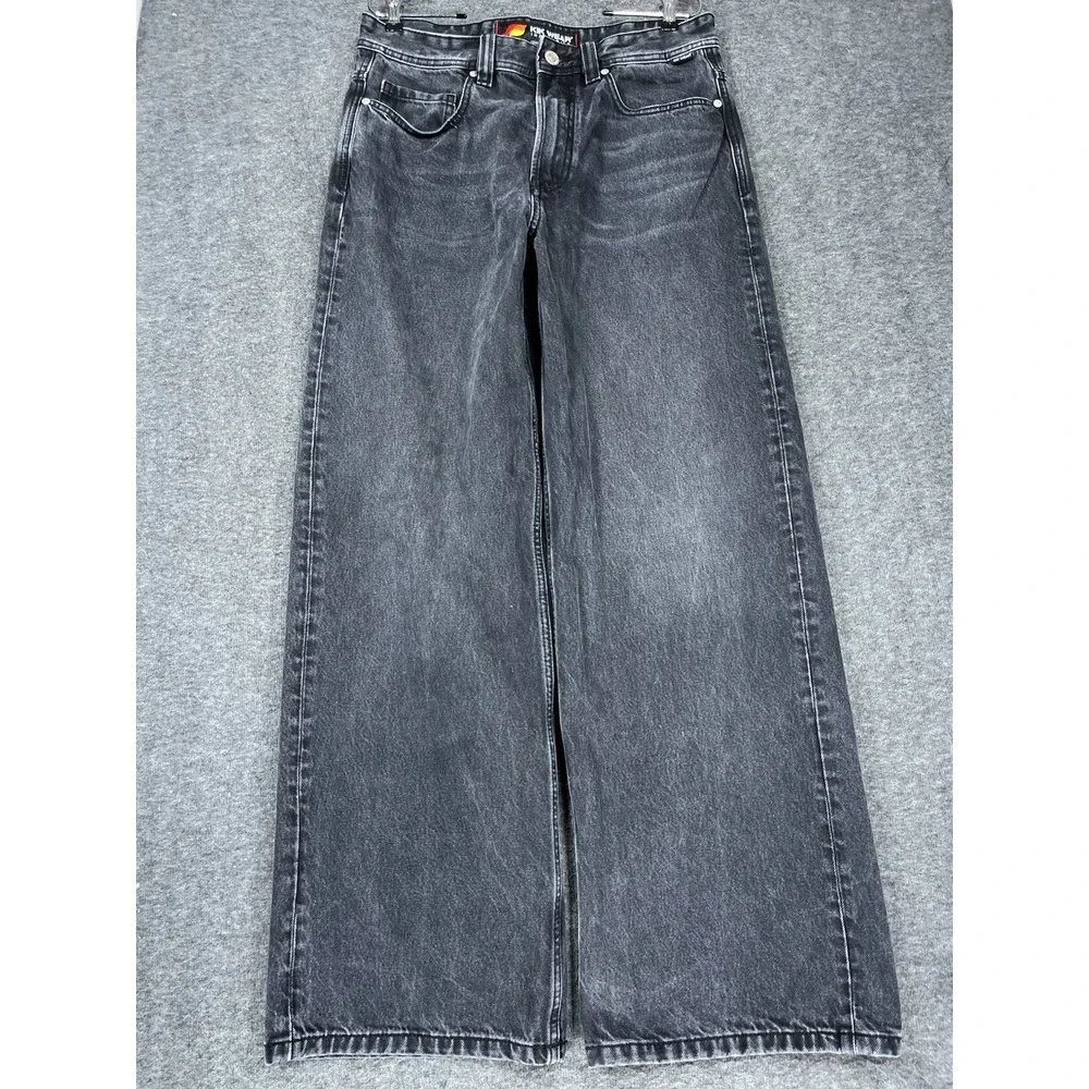 Kik Wear Jeans Mens 32x32 Black Wide Leg Baggy Streetwear Rave Epik Chill